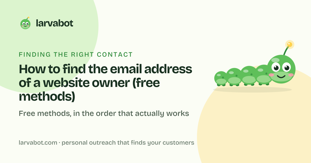 Larvabot blog card: How to find the email address of a website owner